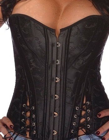 Erotic black goth curvy girl corset