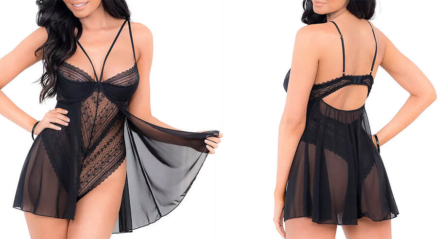Best lingerie for boudoir photo shoot black lace and mesh teddy