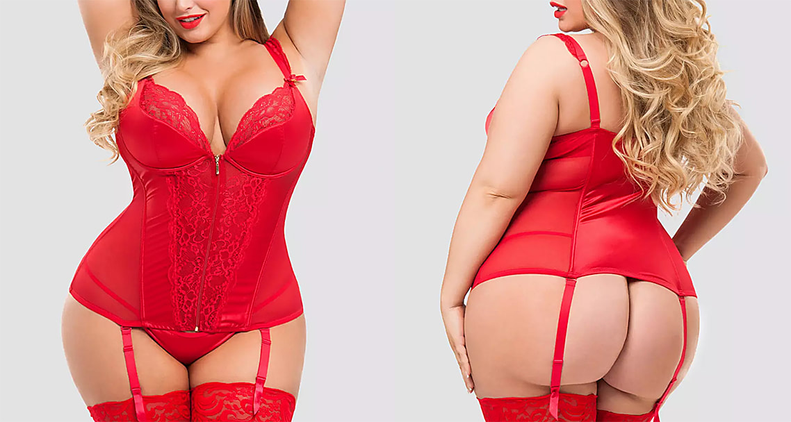 Best lingerie for boudoir photo shoot red push-up basque set