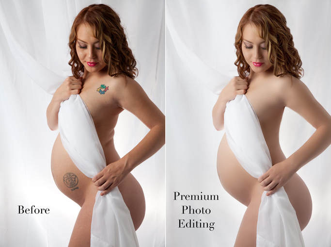 Before and after maternity photo edit
