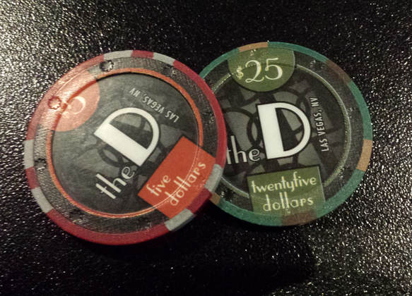 $5 and $25 chips from the D Las Vegas Casino