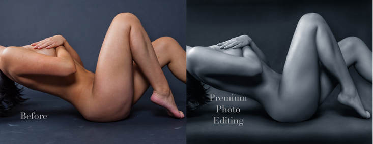 Nude before and after photo editing