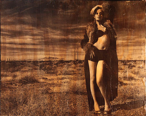 Finished product of a photo transferred to a piece of wood from Las Vegas Glamour Boudoir Photography 