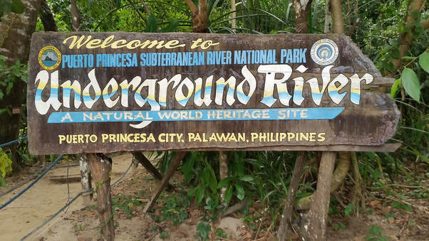 Underground River sign Puerto Princesa city Palawan Philippines